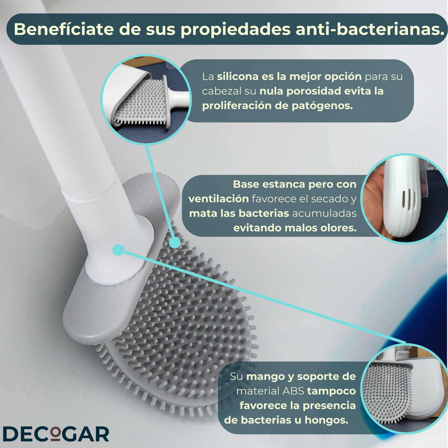 Escobilla de Silicona Flexible para Baño + Adhesivo de pared GRATIS.