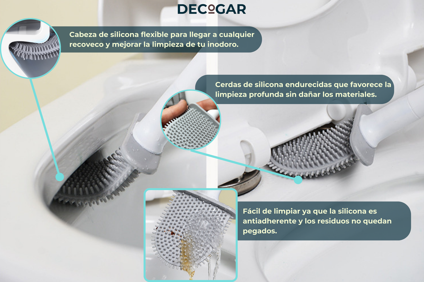 Escobilla de Silicona Flexible para Baño + Adhesivo de pared GRATIS.